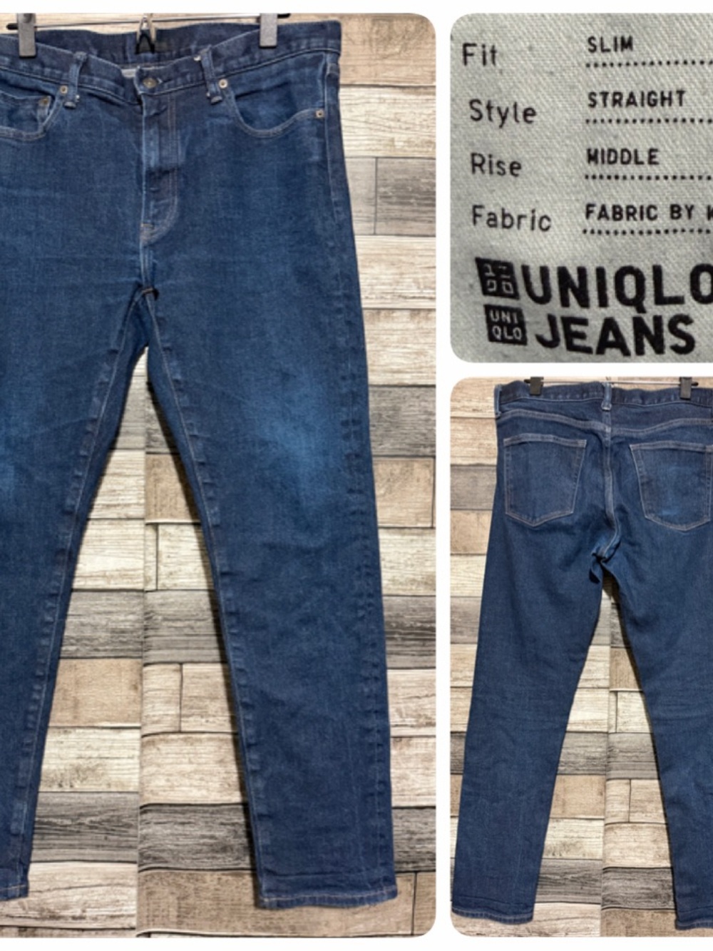 Uniqlo Slim Straight Selvedge Jeans Men’s 34x32 Blue Dark Wash Kaihara Japanese